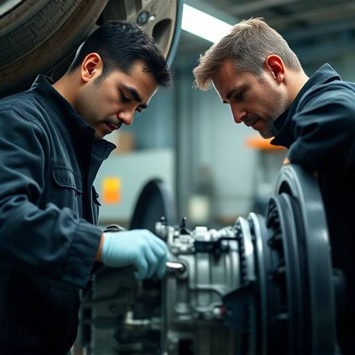 A technician working on a complex transmission repair, highlighting AutoFix Garage's expertise in transmission services.